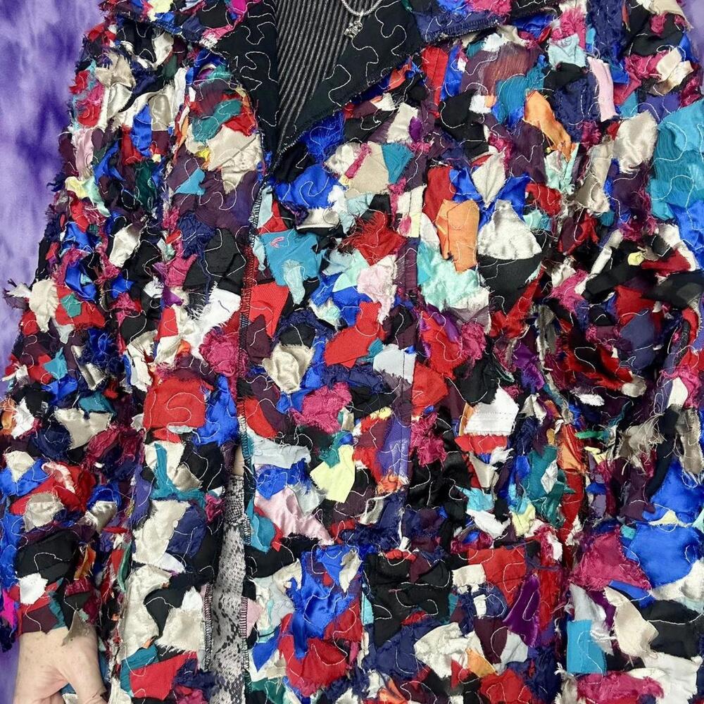 Multicolor Patchwork Fabric Applique Reversible J… - image 2